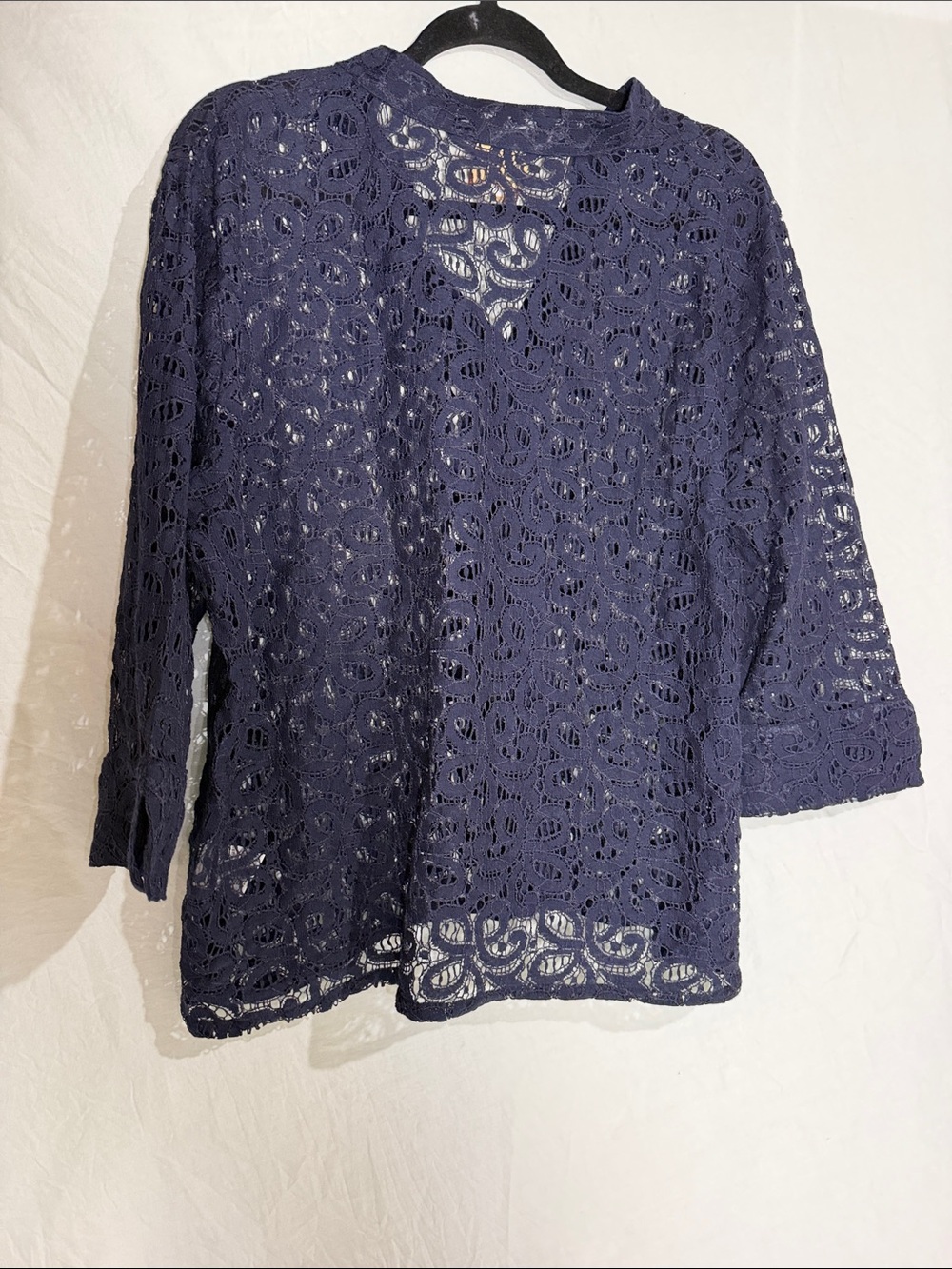 Ruby Rd. Navy Crochet Button-Front Blouse - Picture 7 of 7